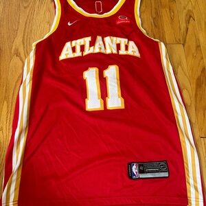 Nike Red and Yellow Atlanta Basketball Jersey